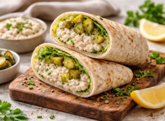 Wrap z pastą z białej fasoli i ogórkiem konserwowym. Kolacja na szybko