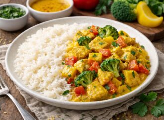 Ryż jaśminowy z indykiem w sosie curry i warzywami. Przepis na szybki obiad