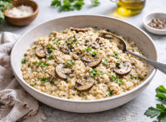 Risotto z kalafiora z mascarpone i pieczarkami. Szybki obiad Low Carb