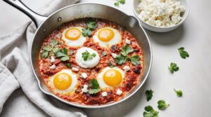 Szakszuka z pomidorami i mozzarellą. Pomysł na śniadanie i kolację Low Carb