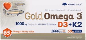 Olimp Gold Omega 3 D3 + K2 – najlepszy wybór z witaminą D3 i K2 30 kapsułek